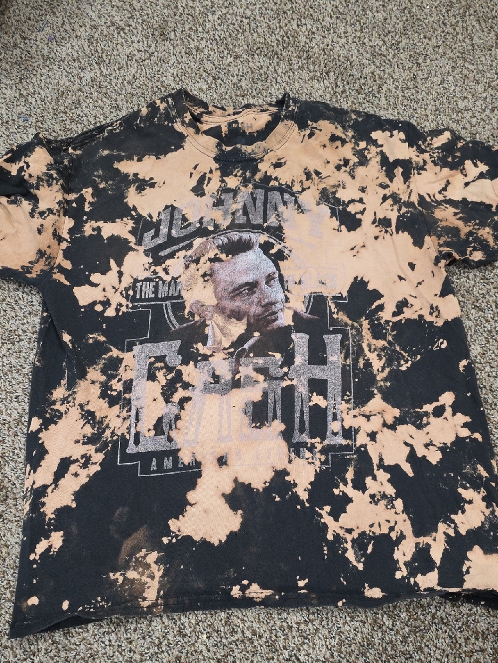Graphic Bleach-Splatter Black & Peach Short Sleeve Tee